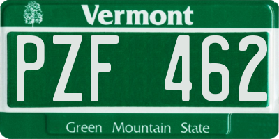 VT license plate PZF462