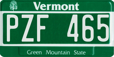 VT license plate PZF465