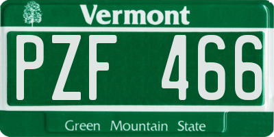 VT license plate PZF466