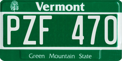 VT license plate PZF470