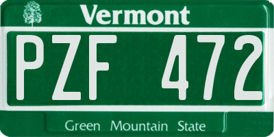 VT license plate PZF472