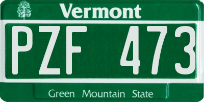 VT license plate PZF473