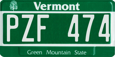VT license plate PZF474