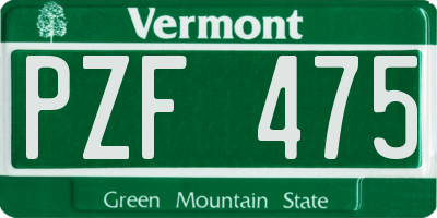 VT license plate PZF475