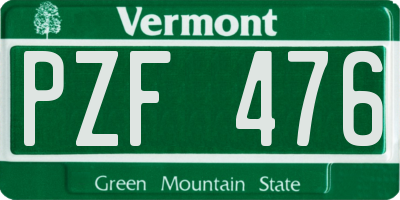 VT license plate PZF476