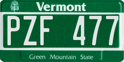VT license plate PZF477