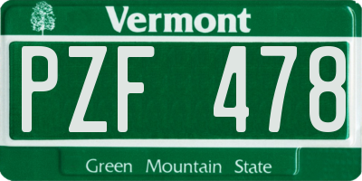 VT license plate PZF478