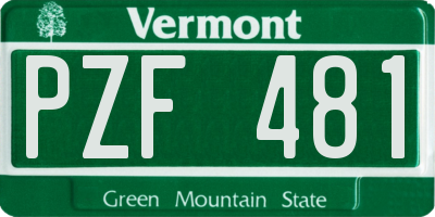 VT license plate PZF481