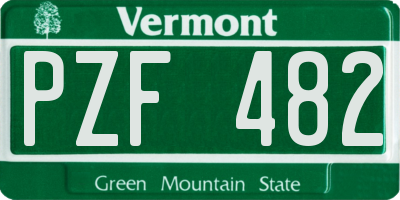 VT license plate PZF482