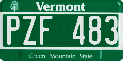 VT license plate PZF483