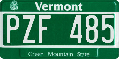 VT license plate PZF485