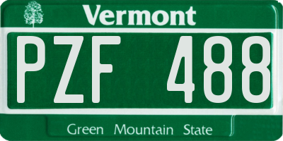 VT license plate PZF488