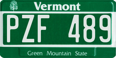 VT license plate PZF489
