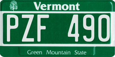 VT license plate PZF490