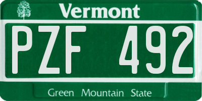 VT license plate PZF492