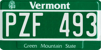 VT license plate PZF493
