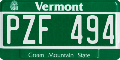 VT license plate PZF494