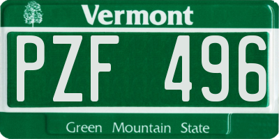 VT license plate PZF496