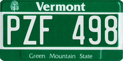 VT license plate PZF498