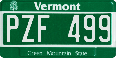 VT license plate PZF499