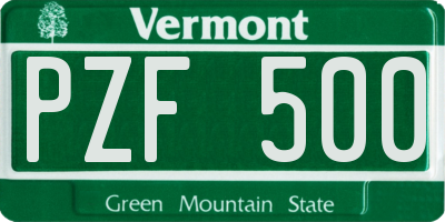 VT license plate PZF500