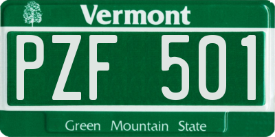 VT license plate PZF501