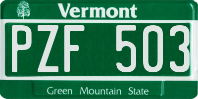 VT license plate PZF503