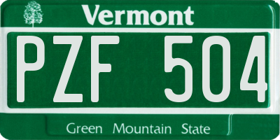 VT license plate PZF504