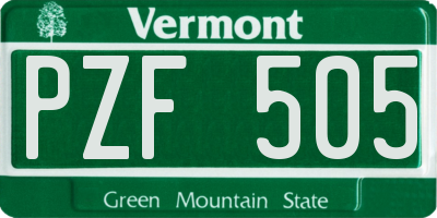 VT license plate PZF505