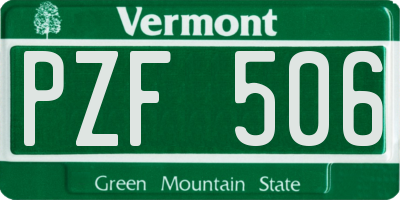 VT license plate PZF506