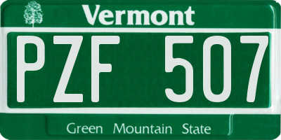 VT license plate PZF507