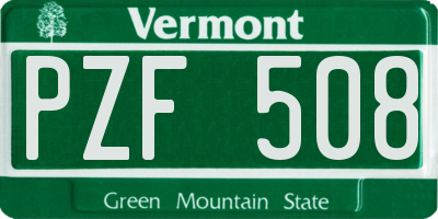 VT license plate PZF508