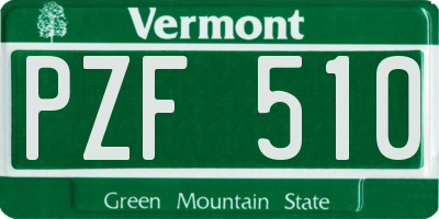 VT license plate PZF510
