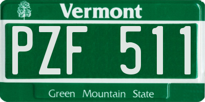 VT license plate PZF511