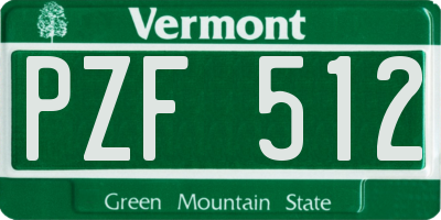 VT license plate PZF512