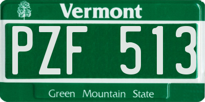 VT license plate PZF513