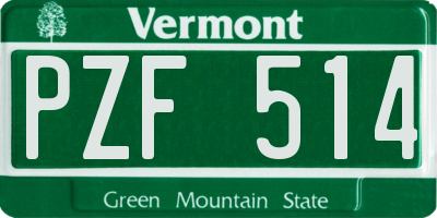 VT license plate PZF514