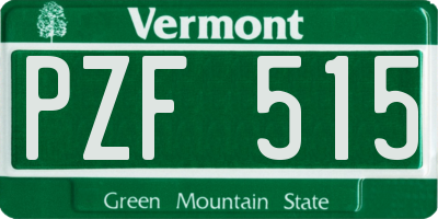 VT license plate PZF515