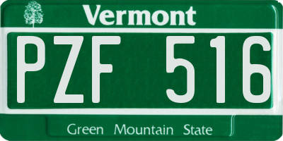 VT license plate PZF516