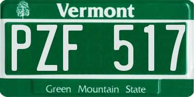 VT license plate PZF517
