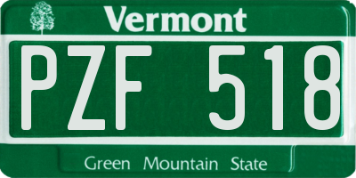 VT license plate PZF518