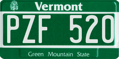 VT license plate PZF520