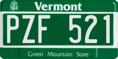 VT license plate PZF521