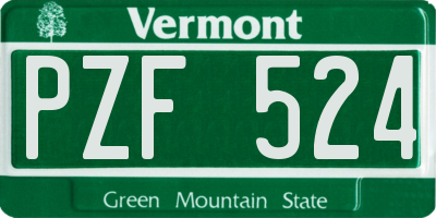 VT license plate PZF524