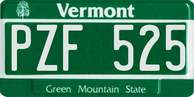 VT license plate PZF525