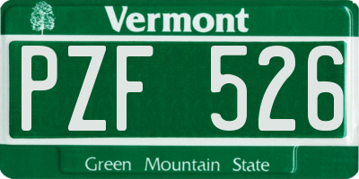 VT license plate PZF526