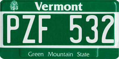 VT license plate PZF532