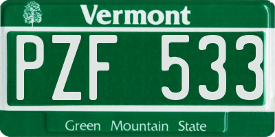 VT license plate PZF533
