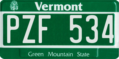VT license plate PZF534