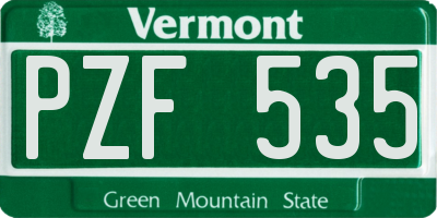 VT license plate PZF535